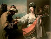 Isaac's servant trying the bracelet on Rebecca's arm Benjamin West